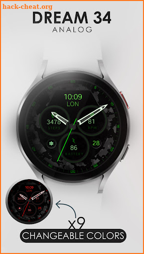 Dream 34 camo analog watchface screenshot