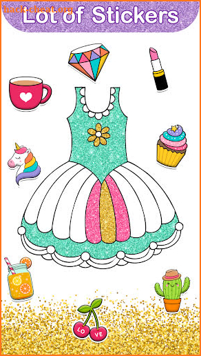 Dress Up & Girls Coloring Pages Glitter screenshot