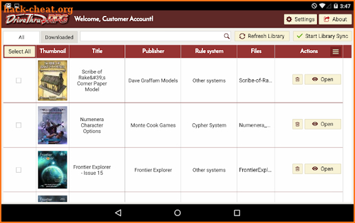 DriveThruRPG Library screenshot