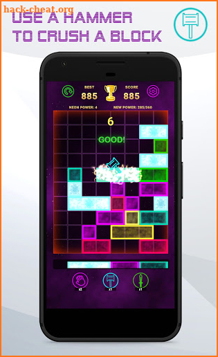 Drop Neon Blocks - slide the blocks and crush line screenshot