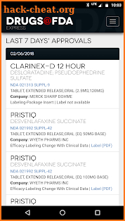Drugs@FDA Express screenshot