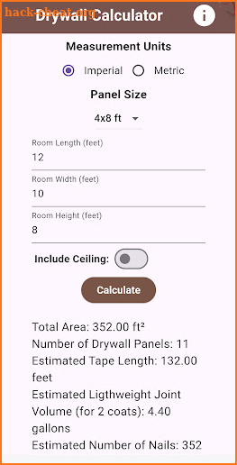 Drywall Materials Calculator screenshot