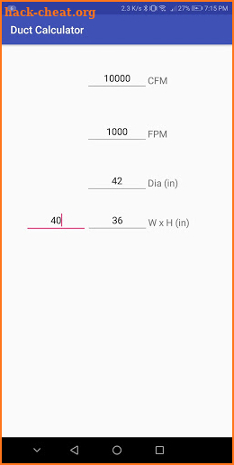 Duct Calculator screenshot