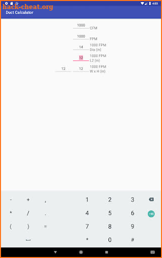 Duct Calculator screenshot