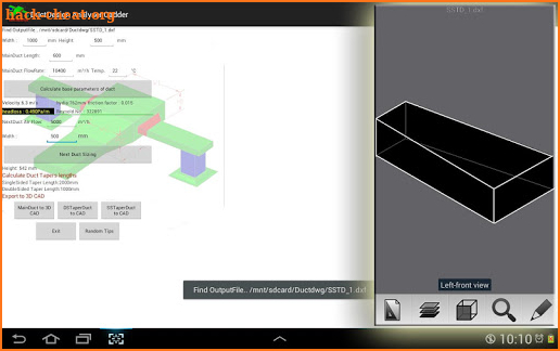 Duct Design W 3D CAD Dxf O/P screenshot