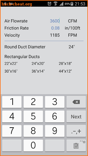 Ductulator screenshot