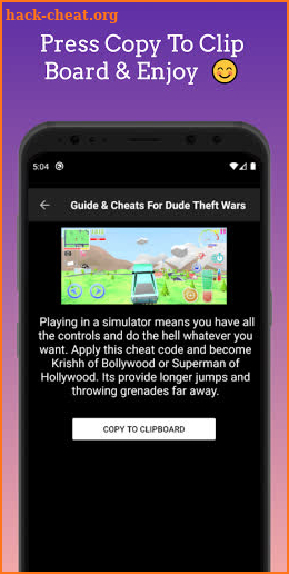 Dude Theft Wars, Cheat Codes screenshot