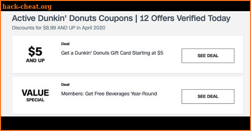 Dunkin Donuts Restaurants Coupons Deals screenshot