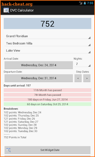 DVC Calculator screenshot