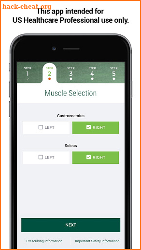 DYSPORT® (abobotulinumtoxinA) DOSING CALCULATOR screenshot