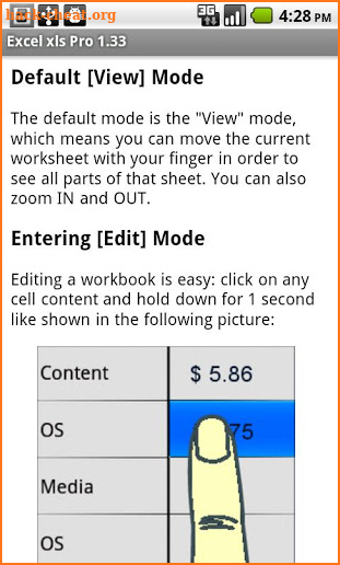 e-Droid-Cell Pro Spreadsheet screenshot