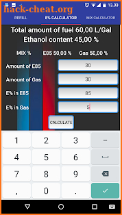 E85 mix Calculator screenshot