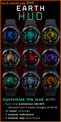 Earth HUD - digital watch face screenshot