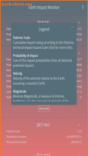 Earth Impact Monitor screenshot