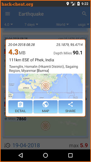 Earthquake screenshot