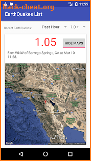 EarthQuake Application screenshot