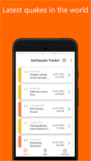 Earthquake Tracker - quake, map screenshot