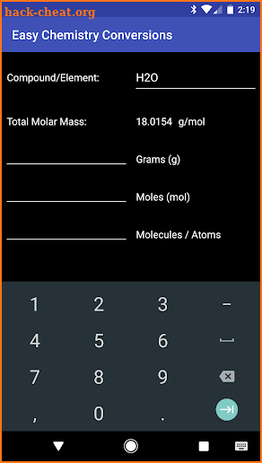 Easy Chemistry Conversions screenshot