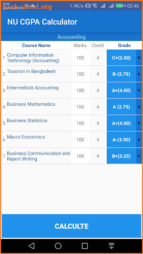 EasyCGPA - NU CGPA Calculator screenshot