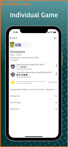 ECNL League screenshot