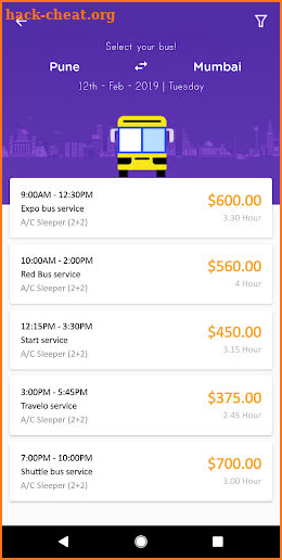 Eco-Bus booking app screenshot