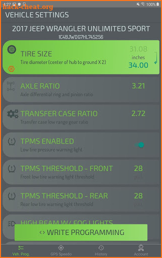 ECRI Vehicle Calibrator screenshot