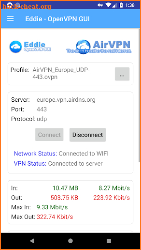 Eddie - AirVPN official OpenVPN GUI screenshot