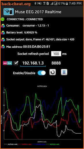 EEG Lab for muse 2016 headband screenshot