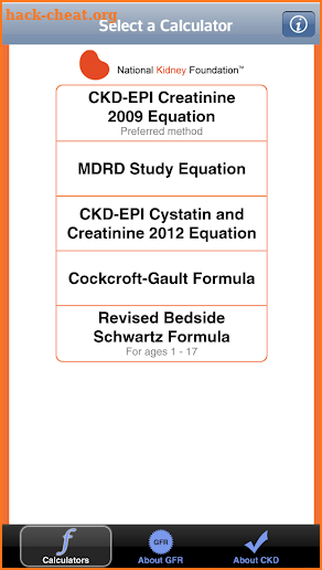 eGFR Calculators screenshot