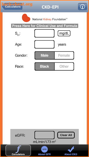 eGFR Calculators screenshot