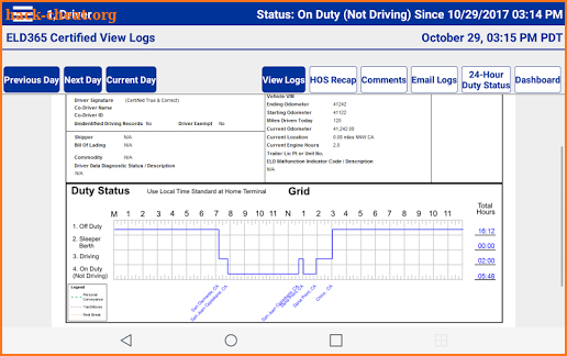 ELD365 Electronic Logbook screenshot