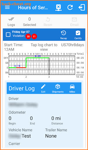 ELDMandate HOS screenshot