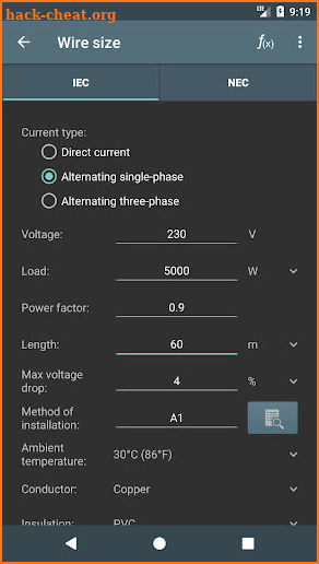 Electrical Calculations screenshot