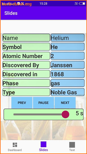 Elements Symbol Table screenshot