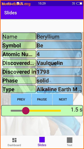 Elements Symbol Table screenshot