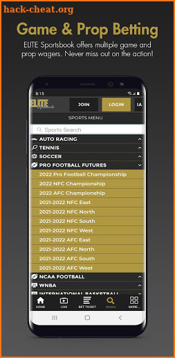 ELITE Sportsbook screenshot