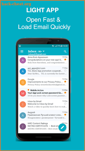 Email inbox app for android screenshot