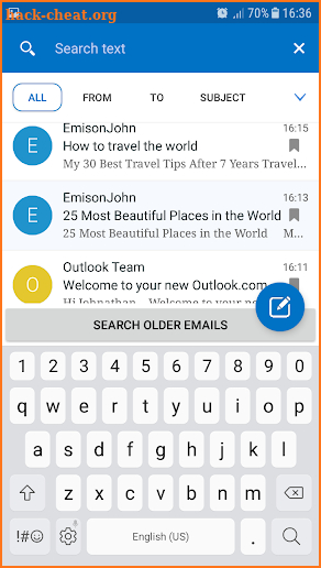 Email mailbox for Microsoft screenshot