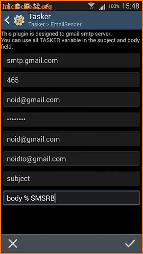 Email Send Tasker Plugin screenshot