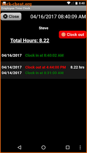 Employee Time Clock screenshot