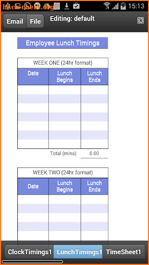 Employee Timesheet screenshot