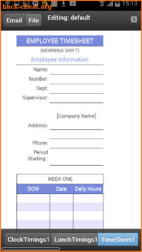 Employee Timesheet screenshot