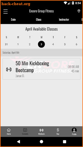 Encore Group Fitness screenshot