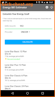 Energy Bill Estimator screenshot