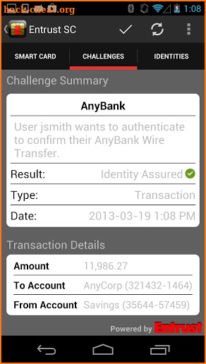 Entrust IG Mobile Smart Cred screenshot