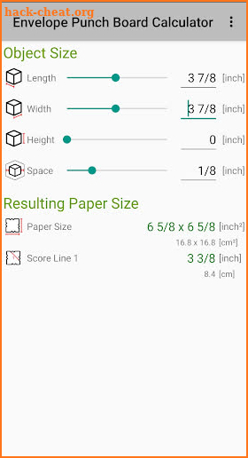 Envelope Punch Board Calc'tor screenshot