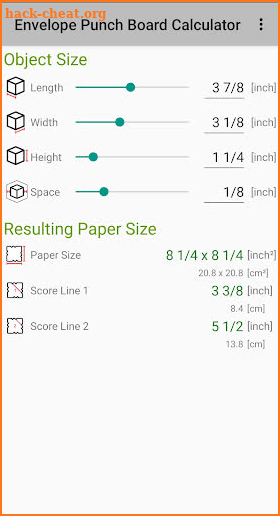 Envelope Punch Board Calc'tor screenshot