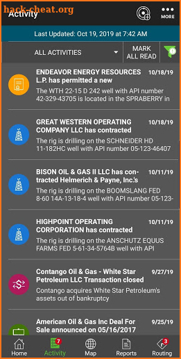 Enverus O&G Activity screenshot