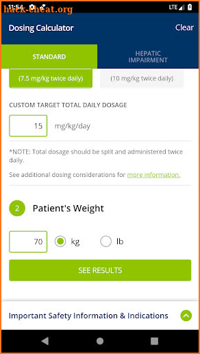 EPIDIOLEX® Dosing Calculator screenshot