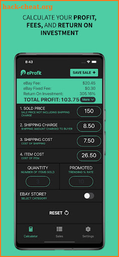 eProfit eBay Profit Calculator screenshot